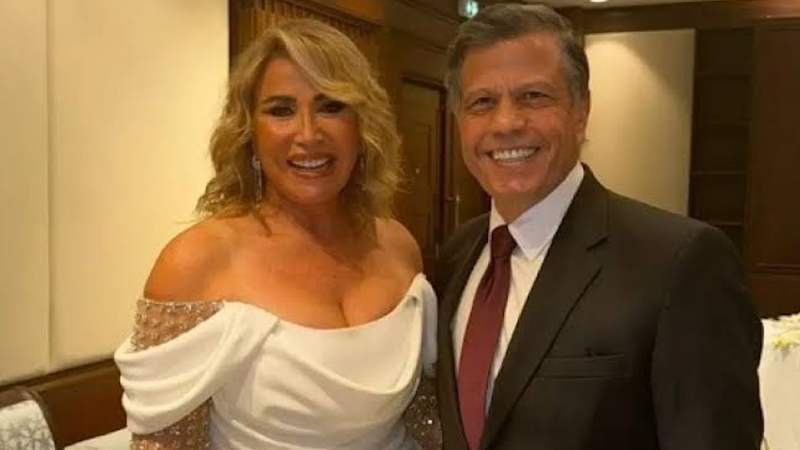 <strong>إيناس الدغيدي وزوجها رجل الأعمال أحمد عبد المنعم</strong>