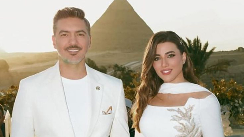 <strong>هايدي موسى وعريسها أحمد غانم</strong>