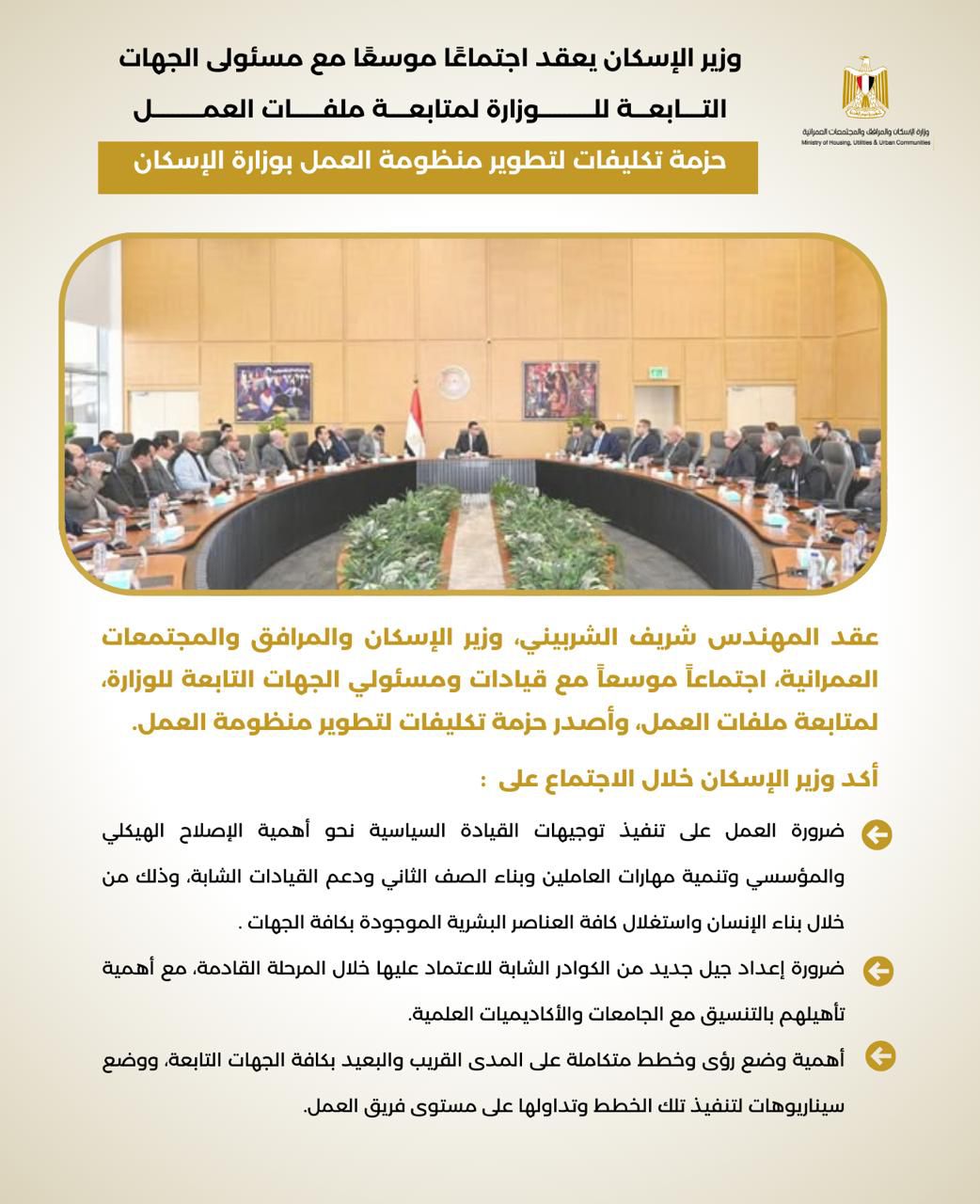 تكليفات جديدة داخل وزارة الإسكان