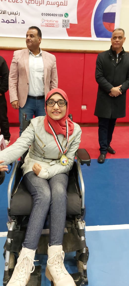 رحمة مصطفي بطلة البوتشيا البارالمبية
