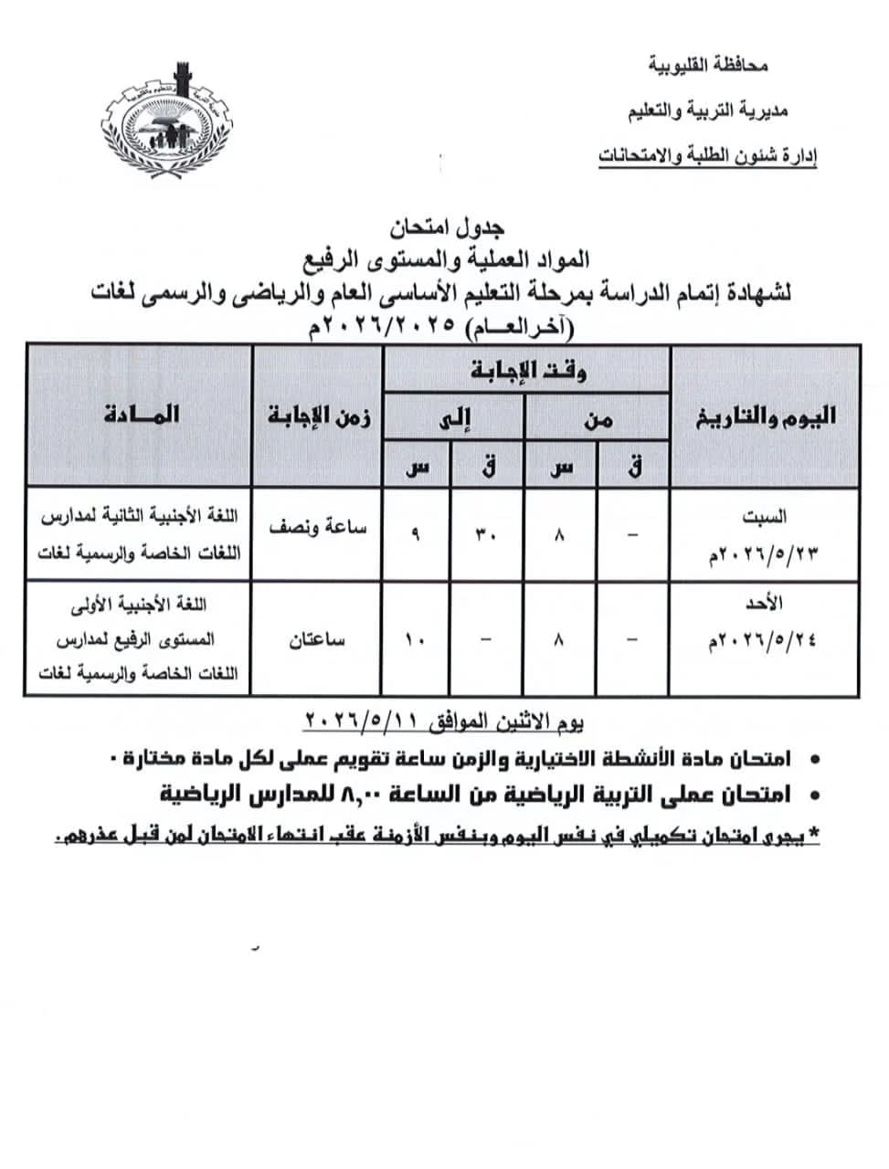 جدول الرسمى للغات