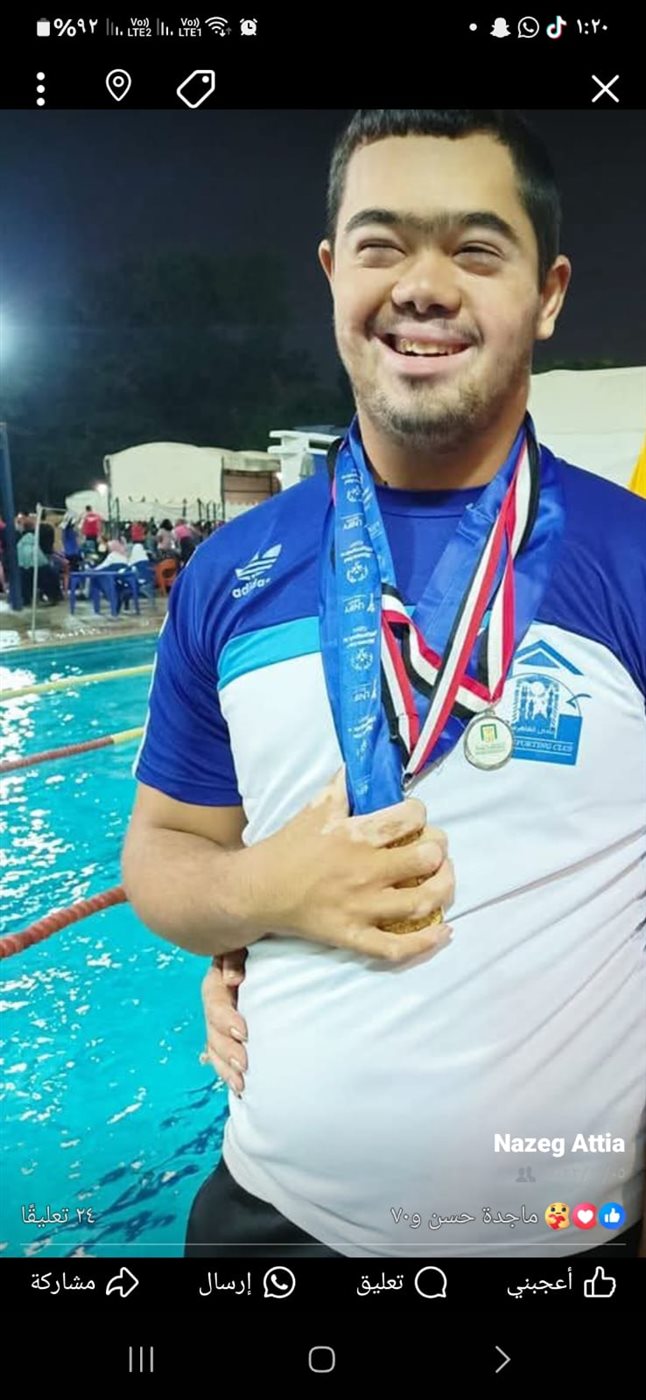 عبد الله جمال عبد الناصر بطل السباحة لذوي الاحتياجات الخاصة