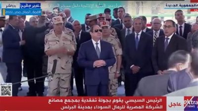بالفيديو.. الرئيس السيسي يستمع لشرح العملية الإنتاجية داخل مصنع المونازيت بمشروع الرمال السوداء
