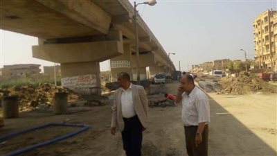 محافظ بنى سويف يتابع  رصف كوبري الواسطى العلوي 