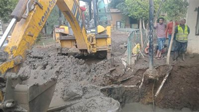 كسر في خط المياه الرئيسي في شبرا الخيمة