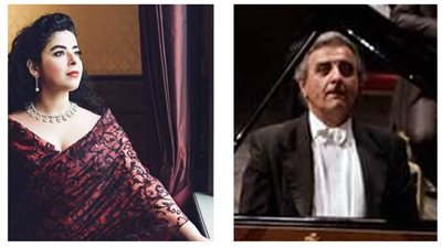 مزى يسى وجالا الحديدى فى القاعة الذهبية بقصر المنيل