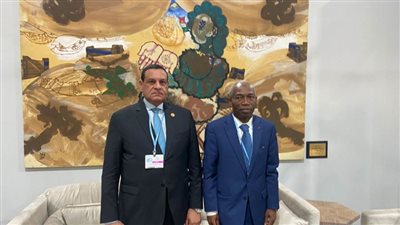 وزير التنمية المحلية يلتقي وزير الغابات الكاميروني بمقر الجناح المصري في قمة المناخ