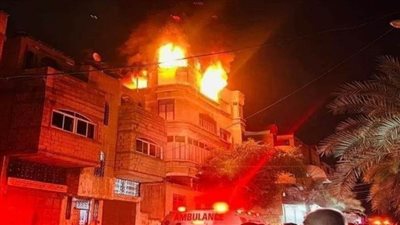 مصرع ٢١ فلسطينيًّا في حريق ببناية سكنية بقطاع غزة