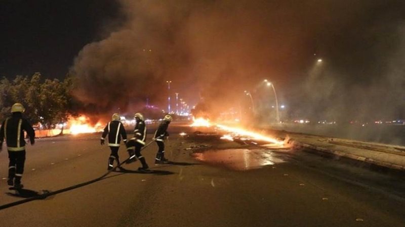 انقلاب شاحنة وقود