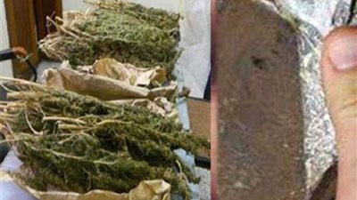 ضبط مسلحين بحوزتهما أكثر من 120 كجم من البانجو والحشيش والهيروين
