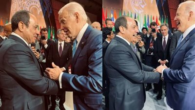 عاجل.. الرئيسان السيسي وبايدن يتصافحان بحرارة بالغة وتبادلا الأحاديث الودية (صور)