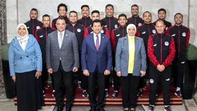 صبحي يستقبل منتخب الوزارة للصم المتوج بالبطولة الدولية الودية لكرة الصالات بالإمارات