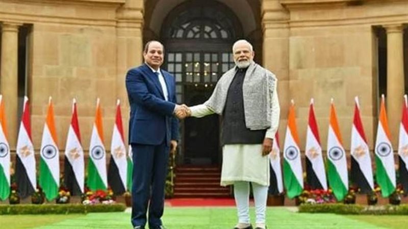 الرئيس السيسي يصافح