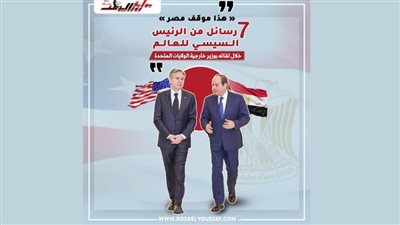 7 رسائل من الرئيس السيسي للعالم خلال لقائه وزير خارجية الولايات المتحدة 