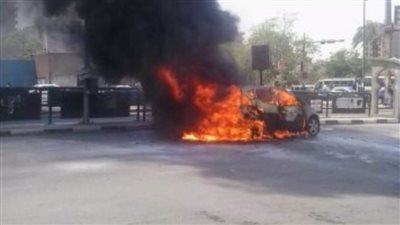 السيطرة على حريق بسيارة على الطريق الزراعي يقودها مهندس زراعي بسوهاج