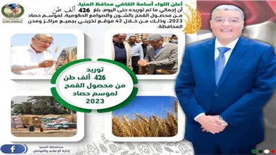 شون وصوامع المنيا تستقبل 426 ألف طن من محصول القمح