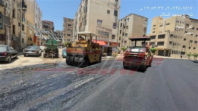 استمرار رصف الشوارع بمدينة كفر الشيخ