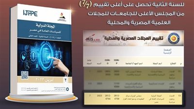 عاجل| للعام الثاني.. المجلة العلمية المحكمة تحصل على٧/٧ في تقييم 