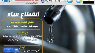 شركة مياه سوهاج تعلن قطع المياه عن هذه المناطق