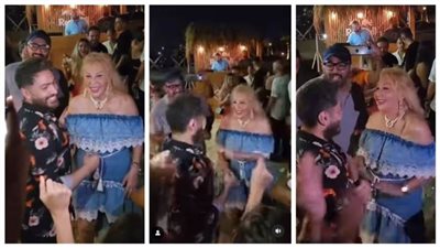 تعليق نادية الجندي بعد وصلة رقص مع تامر حسني 