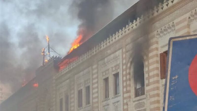 حريق مبنى وزارة الأوقاف