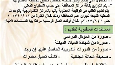 محافظة الوادي الجديد تعلن حاجتها لمهندسين حديثي التخرج في مختلف التخصصات 