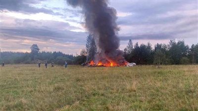 عاجل.. شهود عيان سماع انفجارين قويين لحظة تحطم طائرة قائد قوات فاجنر