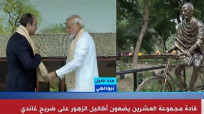 الرئيس السيسي وقادة مجموعة الـ20 يضعون أكاليل الزهور على ضريح غاندي