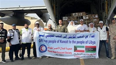    إقلاع طائرة الإغاثة الرابعة من الجسر الجوي الكويتي إلى ليبيا بـ10 أطنان من المواد الإغاثية والطبية