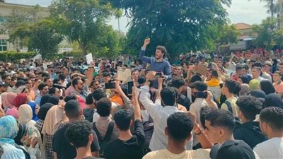 مظاهرات داعمة للقضية الفلسطينية بجامعة المنصورة 