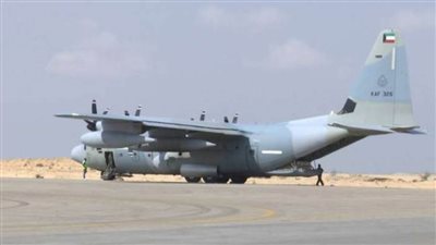 إقلاع الطائرة الإغاثية الثالثة من الجسر الجوي الكويتي متوجهة لمطار العريش