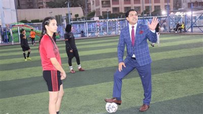  رئيس اتحاد الميني فوتبول أحمد سمير يطلق دوري الناشئات للفتيات تحت 15 سنة