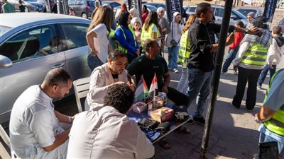 مصر أكتوبر بالإسكندرية يطلق قافلة التبرع بالدم للشعب الفلسطيني