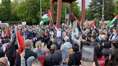 الآلاف من أبناء الجاليات العربية والإسلامية في النمسا يتظاهرون للتضامن مع غزة