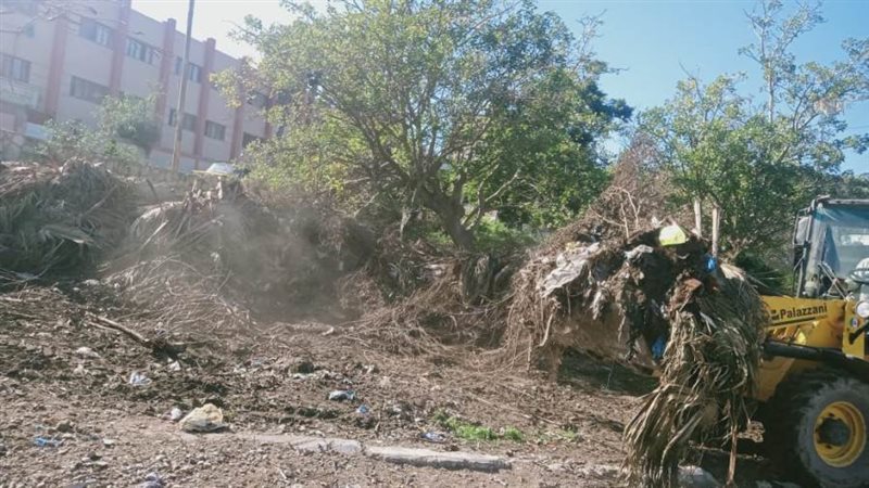 رفع ٦٠ طنا من الأتربة