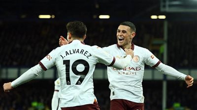مانشستر سيتي يفوز على إيفرتون 1/3 في الدوري الإنجليزي الممتاز 