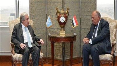 شكري يعقد جلسة مباحثات مع الأمين العام للأمم المتحدة