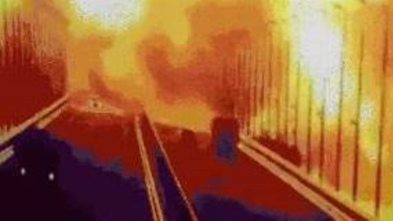 نيران بجسر كيرتش