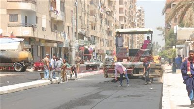 رصف شوارع عاصمة كفر الشيخ بطول 2845 مترًا