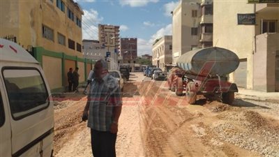 رصف شارع مدرسة طه حسين بسيدي سالم بطول 230م