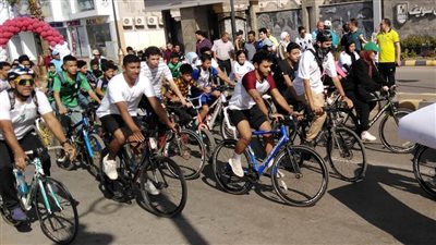 سكرتير بنى سويف يطلق شارة بدء الماراثون ضمن الاحتفال باليوم العالمي للدراجات