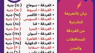 تفاصيل تعريفة سيارات الأجرة بالخطوط الداخلية والخارجية بالبحر الأحمر 