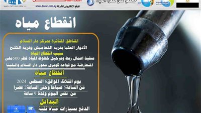 غدًا.. انقطاع المياه بالأدوار العليا بقريتي النغاميش والكشح بدار السلام بسوهاج