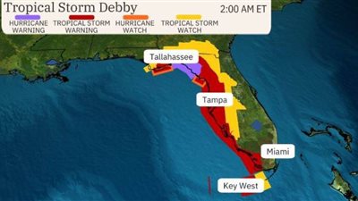 أميركا: عاصفة مدارية «تهدد الأرواح» تتجه نحو فلوريدا