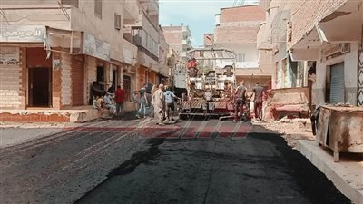 رصف شارع الجمهورية بقلين في كفر الشيخ