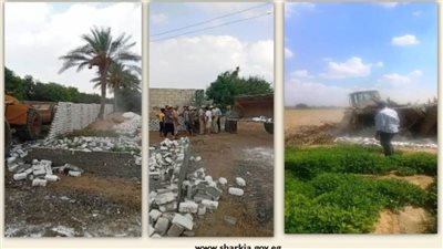 إزالة 22 حالة تعدٍ بالبناء المخالف على الأراضي الزراعية بالشرقية 