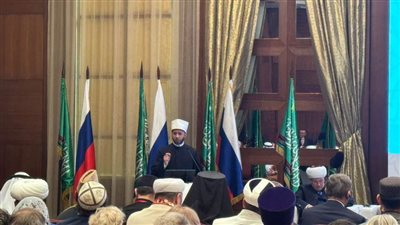 وزير الأوقاف يلقي كلمة في القمة الدينية العالمية بروسيا 