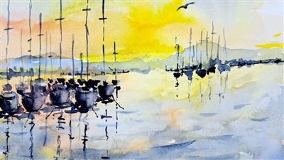  معرض مجموعة متنوعة من الألوان المائية للفنان عزيز رفعت بالأوبرا