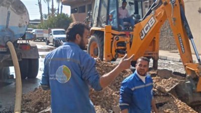 انفجار بخط طرد محطة الصرف الصحي بأبو جنشو بالفيوم 