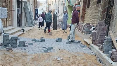 تركيب الإنترلوك للحفاظ على المظهر الحضاري ورفع مطابق الصرف الصحي بـ